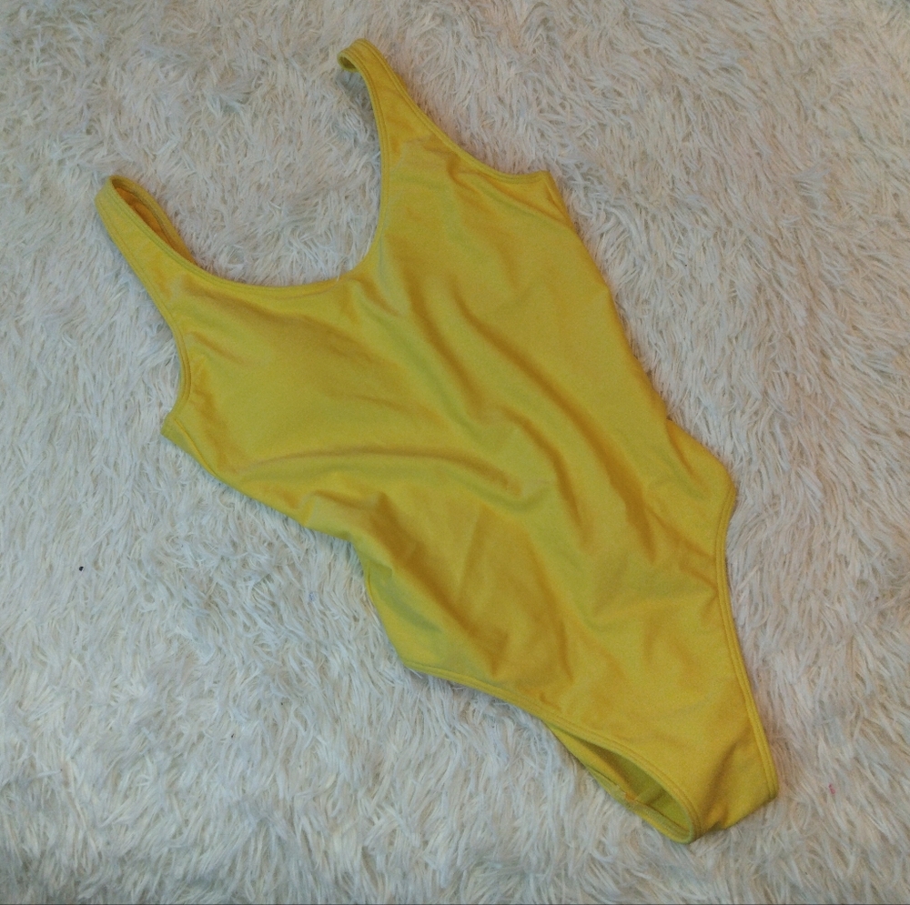 Abercrombie & Fitch Yellow Scoop Neck One Piece Swimsuit Size XS - Picture 3 of 5